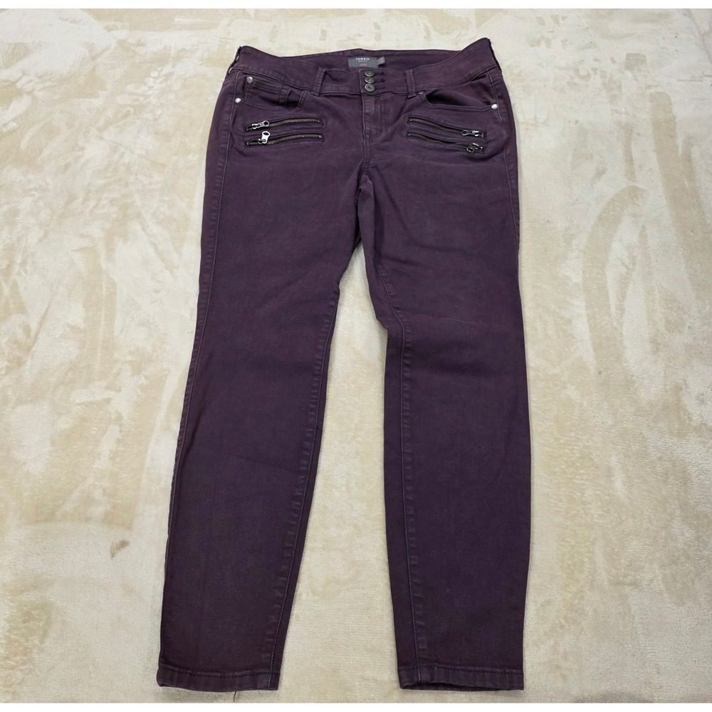 Torrid Skinny Jeggings 14R Plum Purple Multi Zip Accent High Rise Super Soft.